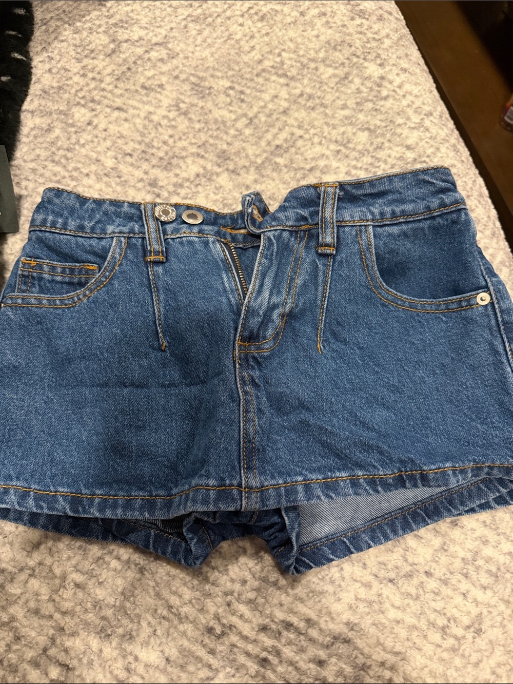 Altar'd State Dark Blue Denim High-Rise Jean Shorts